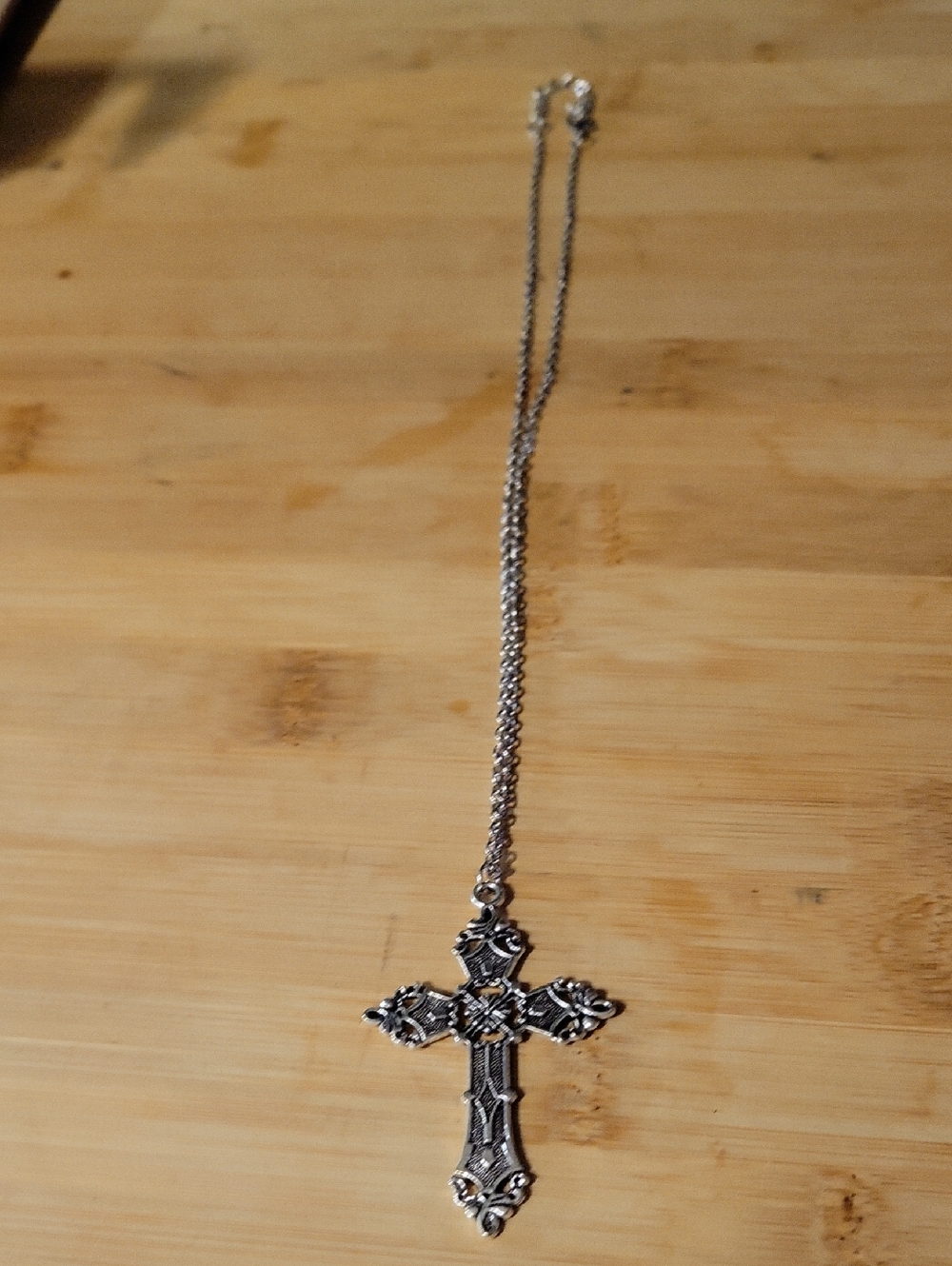 Ornate Cross Pendant Necklace Silver - Picture 4 of 4